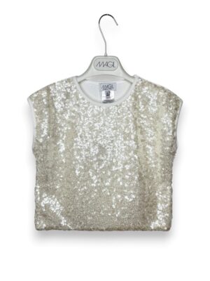 T-shirt senza maniche paillettes