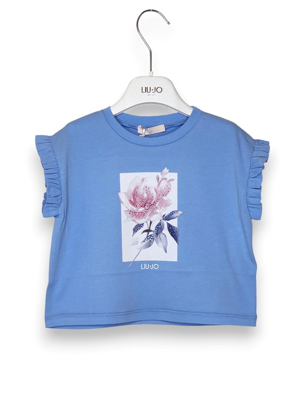 T-shirt scatola maniche russe stampa fiore