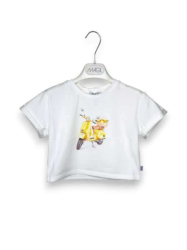 T-shirt mezza manica cropped stampa vespa