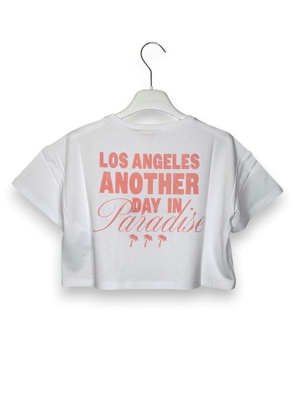 T-shirt cropped stampa los angeles dietro