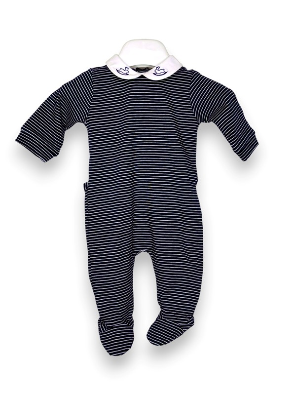 Tutina cotone rigata+collo cavallo a dondolo