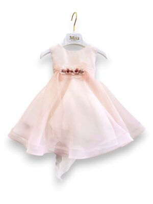 41A93A016E2851162BADF2F823E1D691_ Abito organza senza maniche+cintura fiori