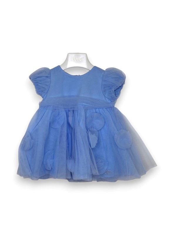 Abito tulle+fiori applicati