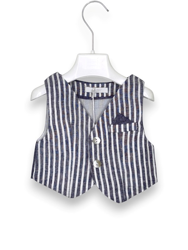 Gilet rigato lino