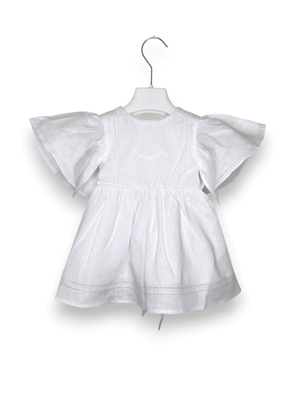 Abito trapezio lino+volan