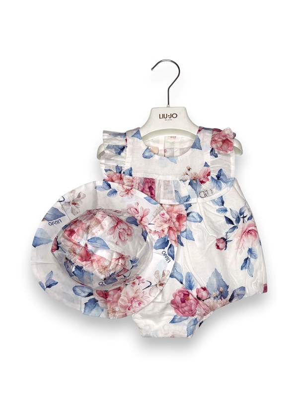 Pagliaccetto+cappello stampa fiori