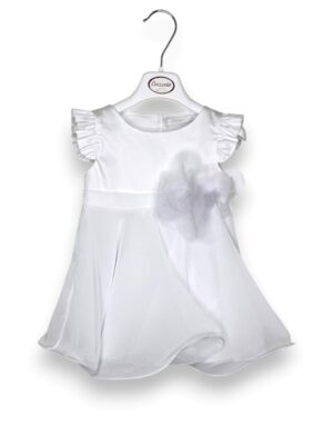 Abito rasatello di cotone+organza+fiocco