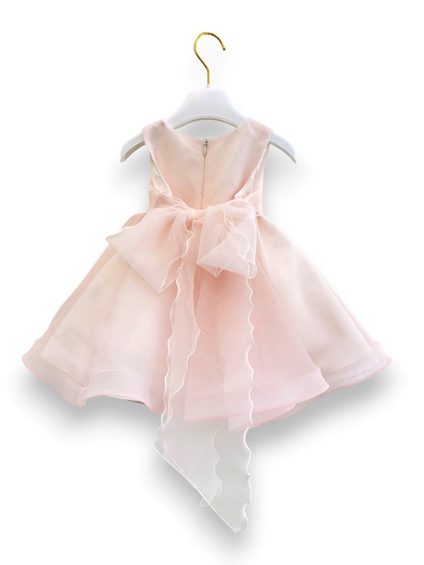 Abito organza senza maniche+cintura fiori