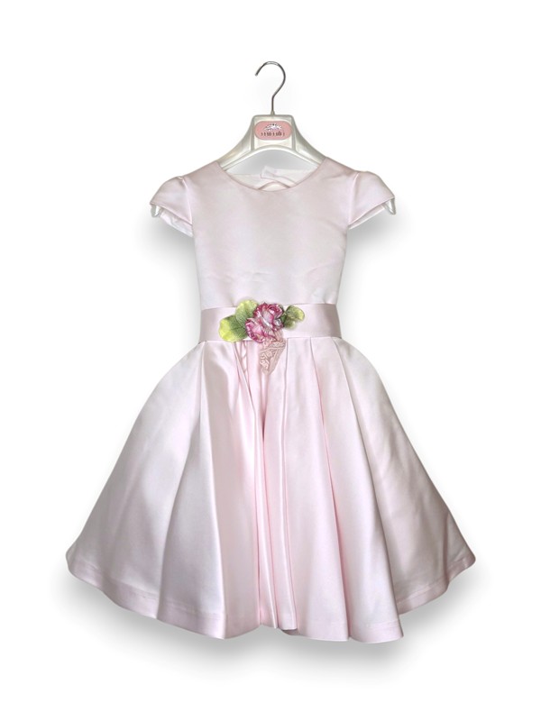 Abito svasato schiena nuda+cintura fiori