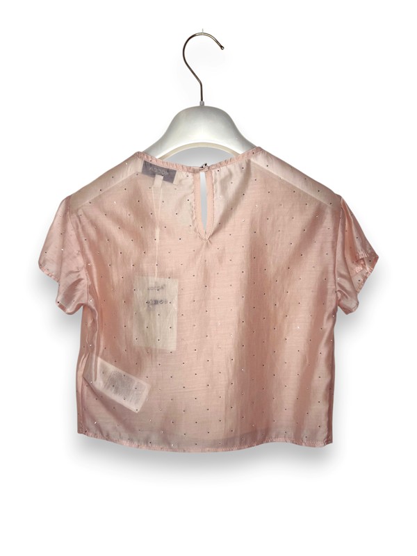 T-shirt cropped organza+swarowsky