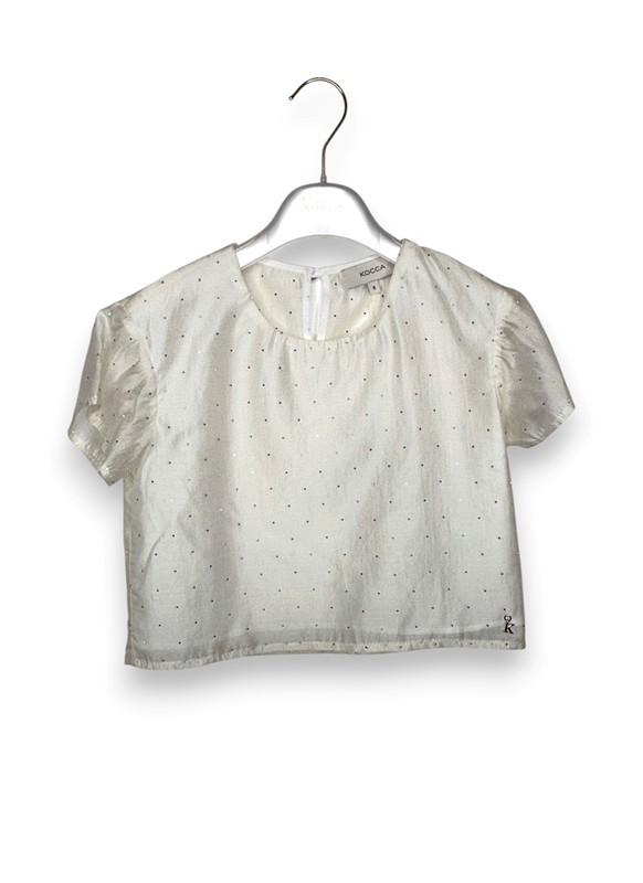 T-shirt cropped organza+swarowsky