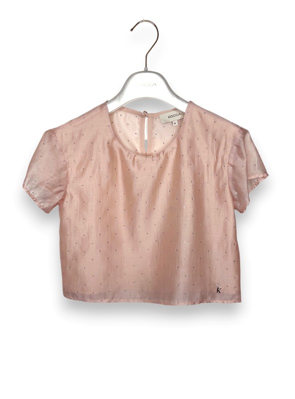 T-shirt cropped organza+swarowsky