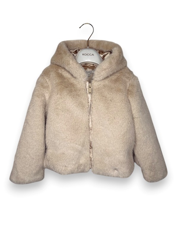 Giaccone con cappuccio+zip ecopelliccia