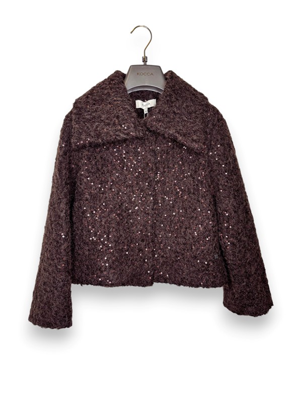 Giacca boucle+collone e paillettes