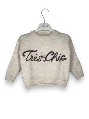 Girocollo lana ricamo tres chic