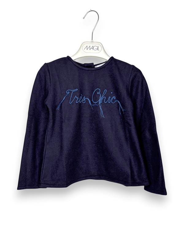 Girocollo felpina ricamo tres chic