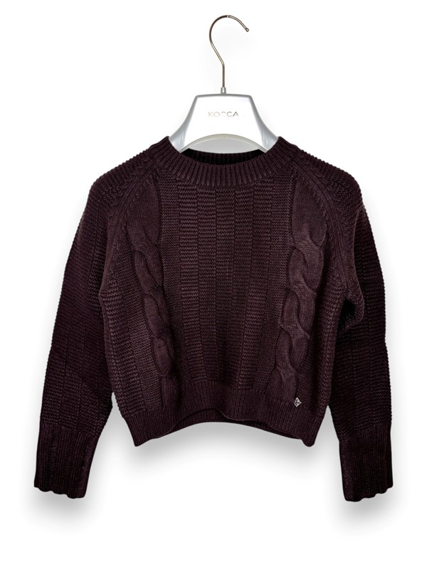 Girocollo cropped punto riso+trecce